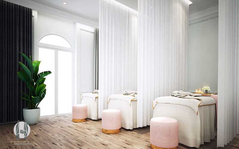 Nội thất spa được thiết kế tone màu nhẹ nhàng