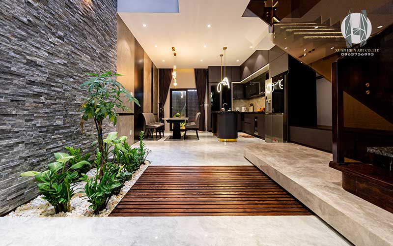 Khoảng không gian giữa phòng khách và bếp