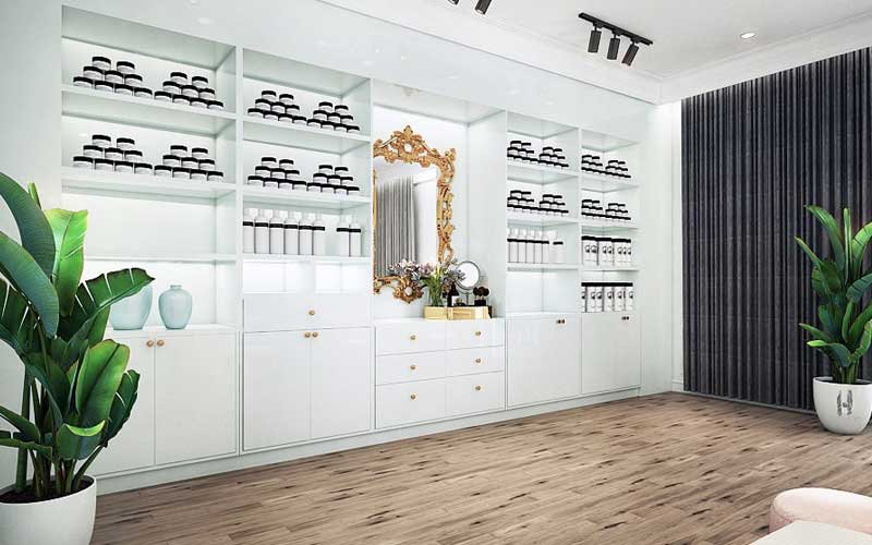 Không gian bài trí mỹ phẩm