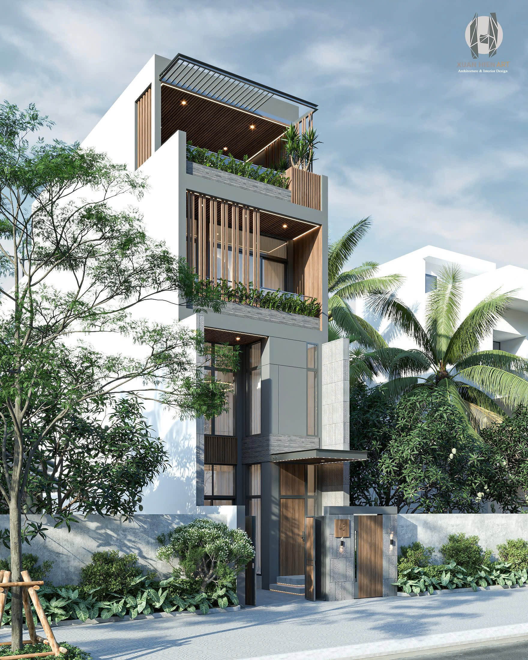 Mẫu thiết kế nhà phố 4 tầng đơn giản, hiện đại 