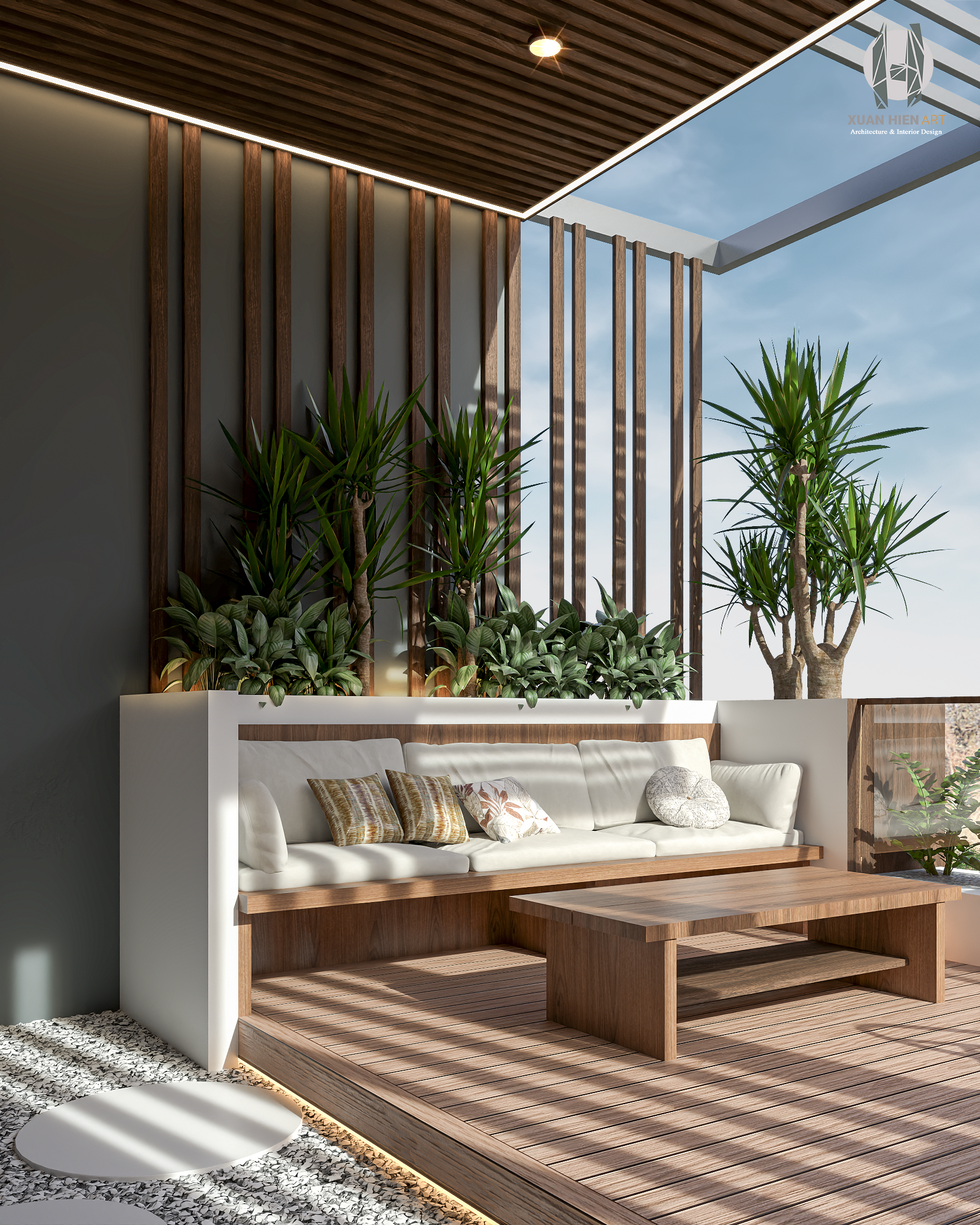 Tầng thượng được thiết kế thoáng đãng 