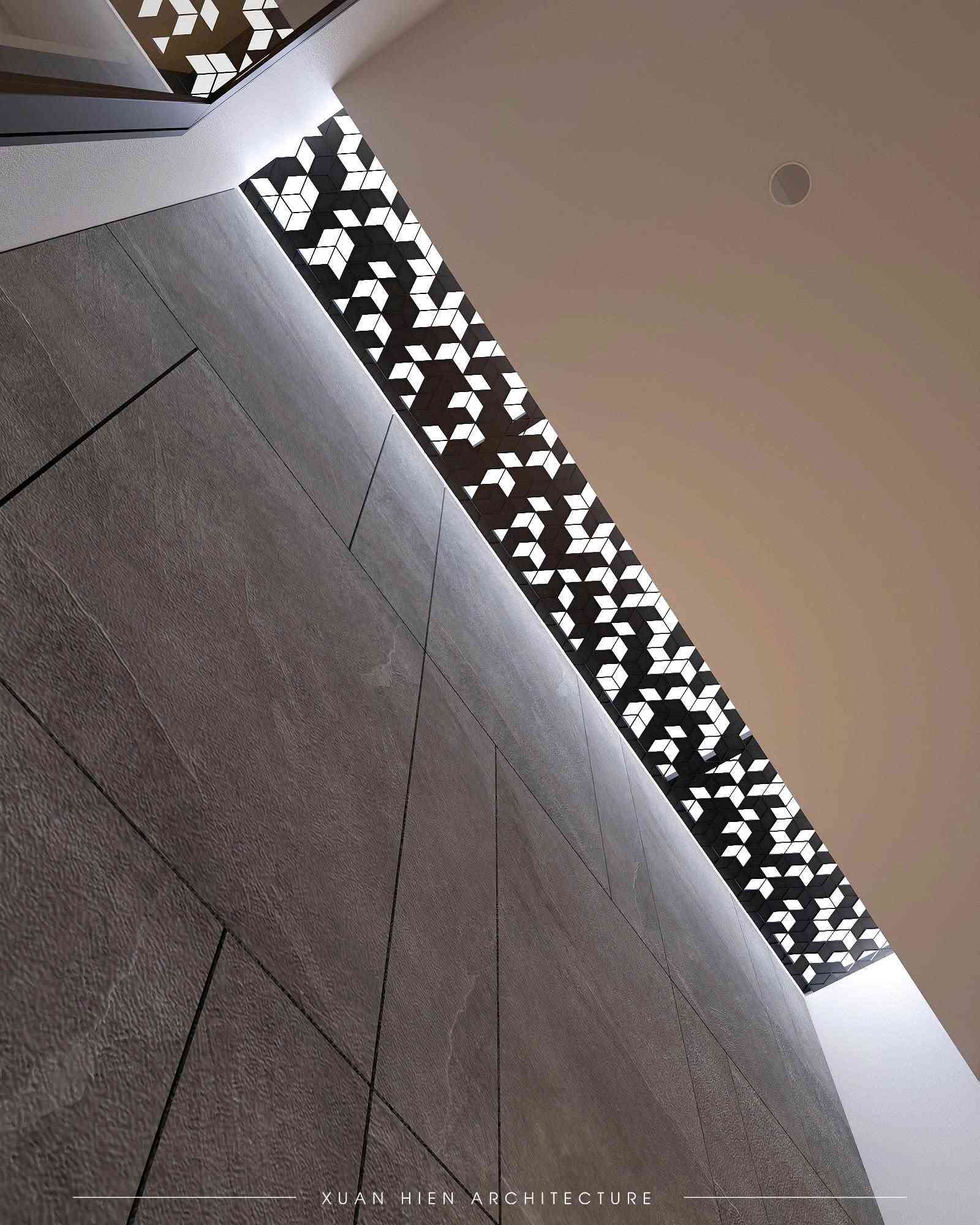 Giếng trời lấy sáng tự nhiên, giúp không gian thông thoáng