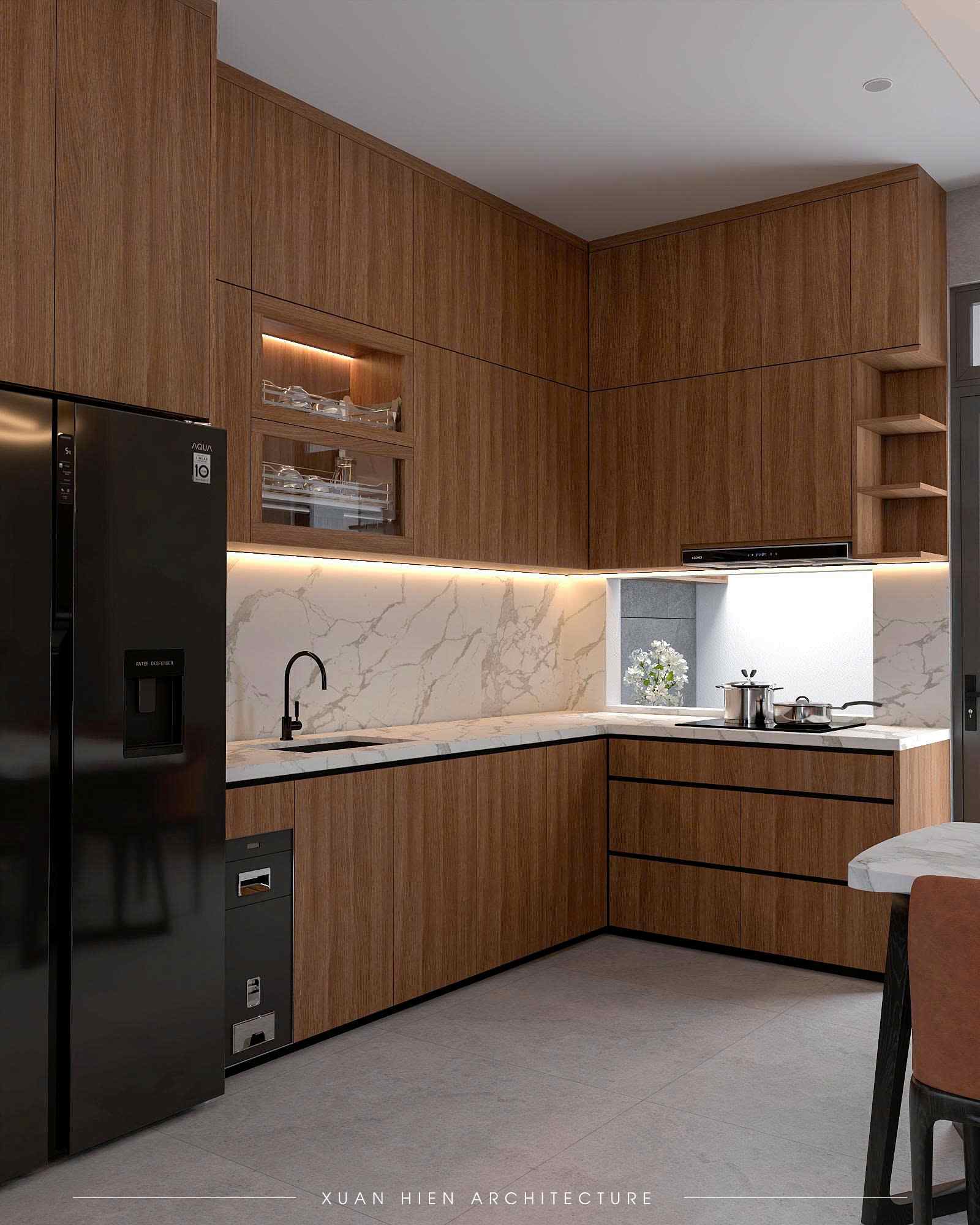 Phòng bếp hiện đại, tối ưu diện tích và tiện nghi cho gia đình
