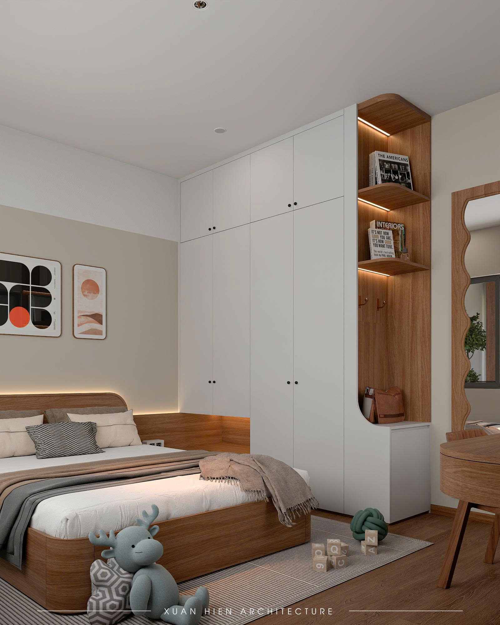 Phòng ngủ được bố trí nội thất tiện nghi, đáp ứng nhu cầu sinh hoạt 