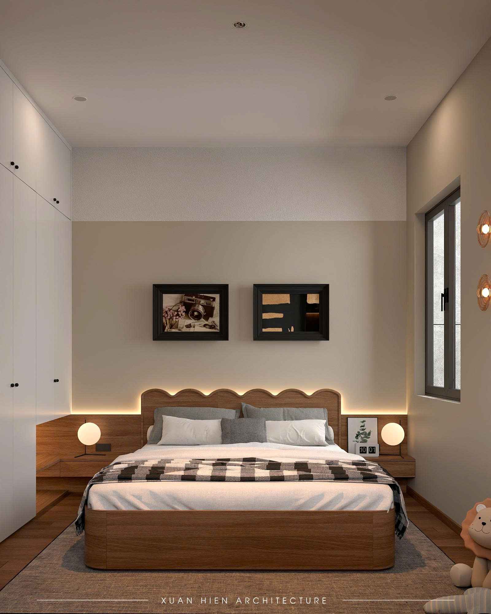 Phòng ngủ cho con, thiết kế hiện đại, tông màu trung tính