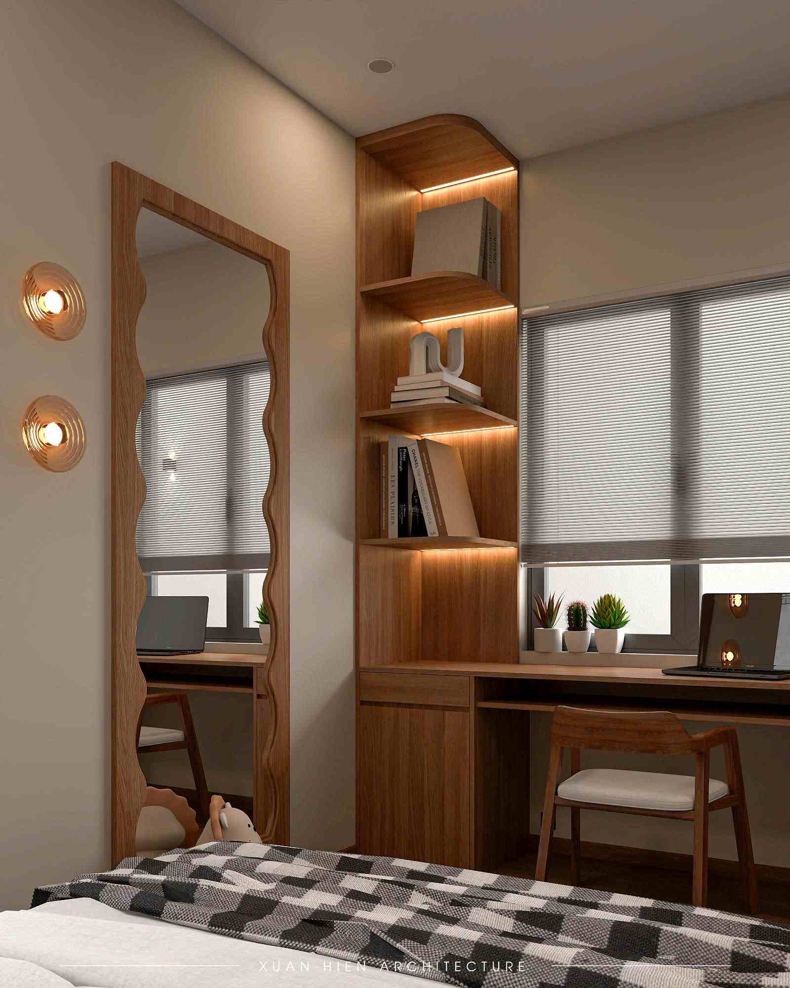 Phòng ngủ được thiết kế hiện đại và tối ưu công năng